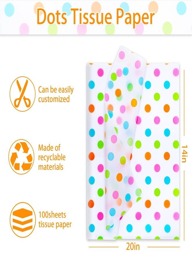 Whaline 100 Sheets Dot Tissue Paper Rainbow Colored Gift Wrapping Paper Art Craft Paper for DIY Crafts Birthday Baby Shower Party Decorations, 14 x 20 Inch - Image 2